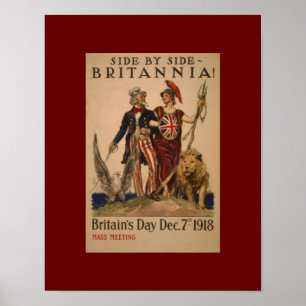 WW1 zij aan zij Brittania Poster