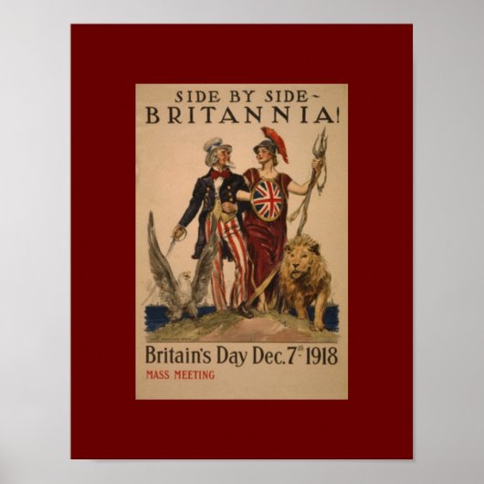 WW1 zij aan zij Brittania Poster (Voorkant)