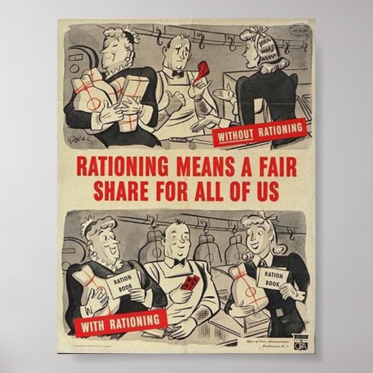 WW2 Amerikaans Poster - "Rationing..." (Voorkant)