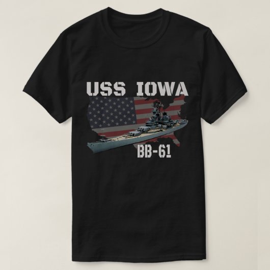 WW2 Amerikaans slagschip USS Iowa Warship BB-61 Ve T-shirt (Design voorkant)