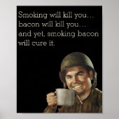 WW2 Army Guy Fab Funny Bacon Poster (Voorkant)
