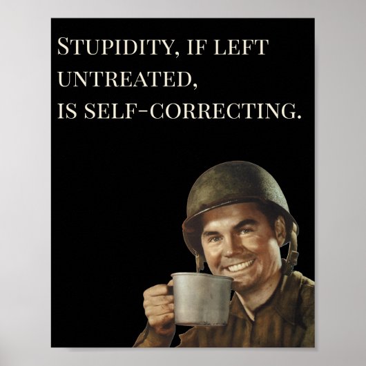 WW2 Army Guy Fab Funny Stupidity Poster (Voorkant)