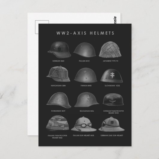 WW2 - Axis Helmets  Briefkaart (Voorkant / Achterkant)