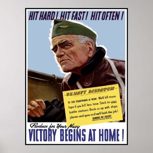 WW2 Bull Halsey Poster — Border (Voorkant)