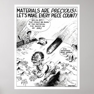 WW2 — Cartoon voor materiaalbewaring Poster