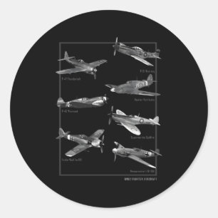 WW2 Fighter Vliegtuig Ronde Sticker