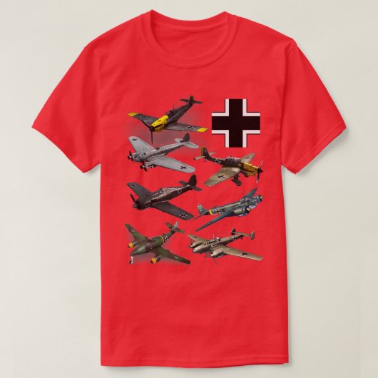 WW2 German Fighter Planes JU87 Stuka Bf 109 ME 262 T-shirt (Design voorkant)