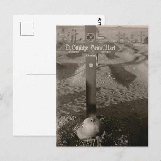  WW2 Gestallen Soldaat Grave Briefkaart (Voorkant / Achterkant)