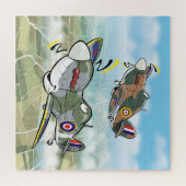 WW2-gevechtsvliegtuigen orkaan en spitvuur Legpuzzel (Horizontaal)