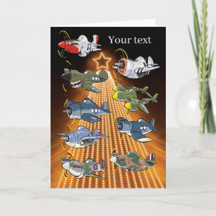 ww2-gevechtsvliegtuigen sjabloon kerstkaart