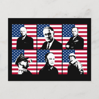 WW2 Heren en de Amerikaanse vlag Briefkaart