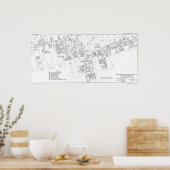 WW2 Kaart van Gowanus op Poster papier (Steen) (Keuken)