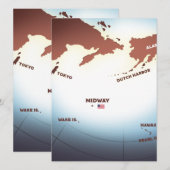  WW2-kaart voor Midway Island (Voorkant / Achterkant)