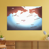  WW2-kaart voor Midway Island Canvas Afdruk (Insitu (Woonkamer))