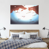  WW2-kaart voor Midway Island Canvas Afdruk (Insitu (Slaapkamer))