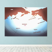  WW2-kaart voor Midway Island Canvas Afdruk (Insitu (Houten vloer))