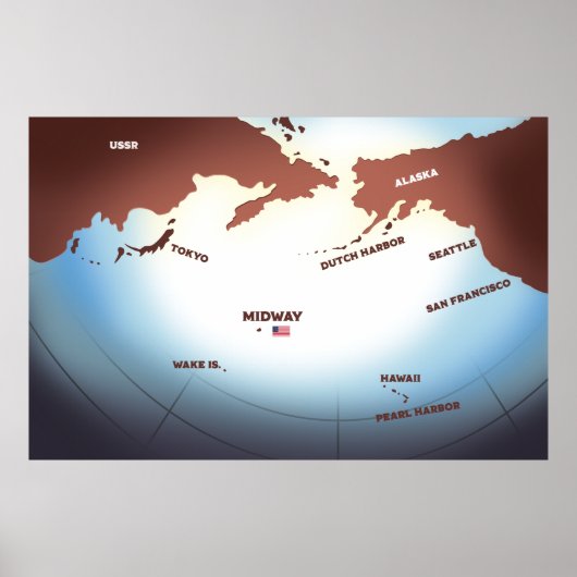 WW2-kaart voor Midway Island Poster (Voorkant)