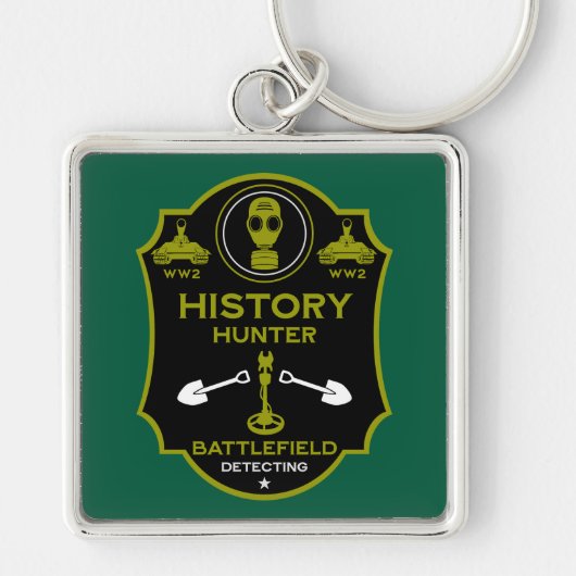 WW2 Loopgraaf Battlefield Metaaldetectorist Sleutelhanger (Voorkant)