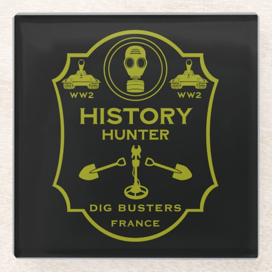 WW2 Loopgraven Metaldetectieclub Glazen Onderzetter (Voorkant)