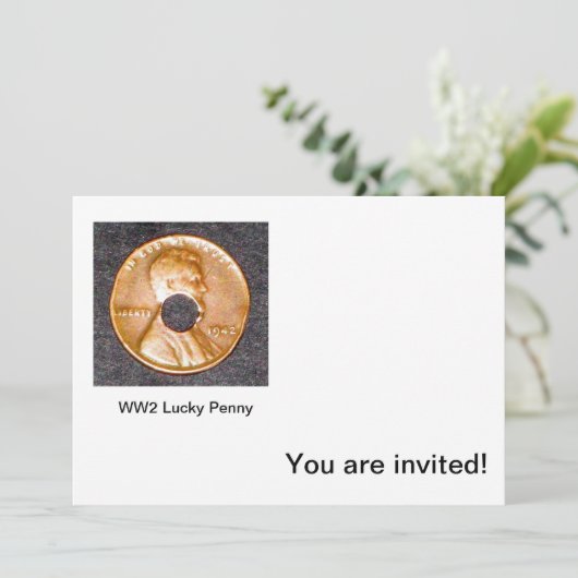 WW2 Lucky Penny Uitnodiging (Staand voorkant)