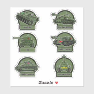 WW2 Militaire Tank Stickers - Olijfgroen