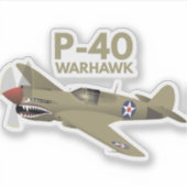 WW2 P-40-vliegtuig Warhawk Sticker (Voorkant)