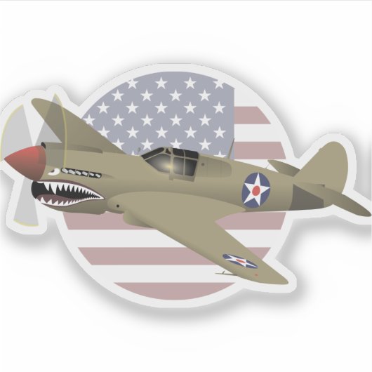 WW2 P-40-vliegtuig Warhawk Sticker (Voorkant)