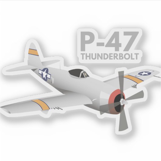 WW2 P-47 Thunderbolt Airplane Sticker (Voorkant)