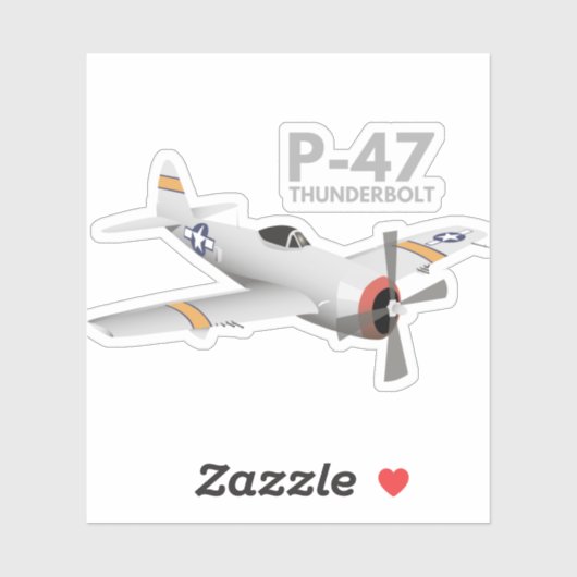 WW2 P-47 Thunderbolt Airplane Sticker (Vel)