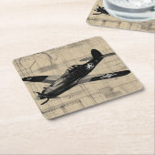 ww2 Schetsontwerp voor het gevechtsvliegtuig Kartonnen Onderzetters (Schuin)