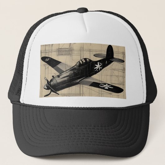  ww2 Schetsontwerp voor het gevechtsvliegtuig Trucker Pet (Voorkant)