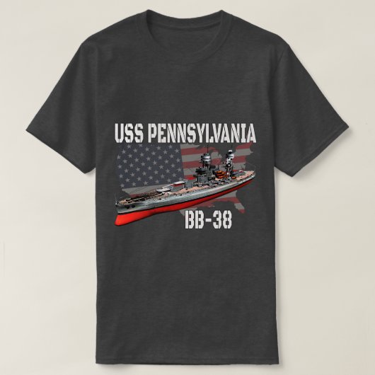WW2 slagschip USS Pennsylvania BB38 oorlogsschip V T-shirt (Design voorkant)
