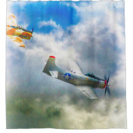 WW2 Vliegtuig AIR FORCE RAIDERS Douchegordijn