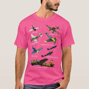 WW2 Vliegtuigen P51 Mustang Spitfire Messersch T-shirt