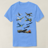 WW2 Vliegtuigen P51 Mustang Spitfire Messersch T-shirt (Design voorkant)