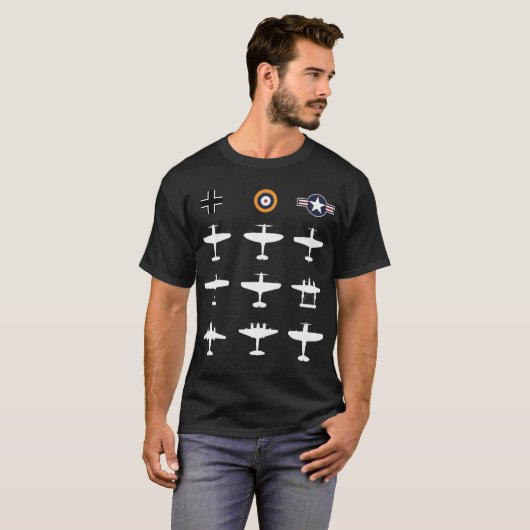 WW2 Warbird Gathering Messerschmitt Mustang Spitfi T-shirt (Voorkant volledig)