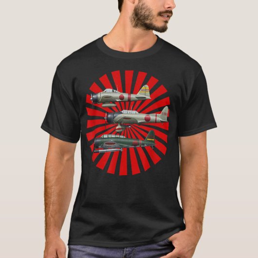 WW2 Warbirds Warplanes A6M2 Zero D3A1 Val B5N2 Kat T-shirt (Voorkant)