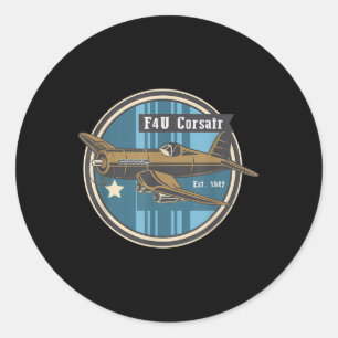 WW2 Warplane F4U Corsair De WW2 Vliegtuig Carrier Ronde Sticker