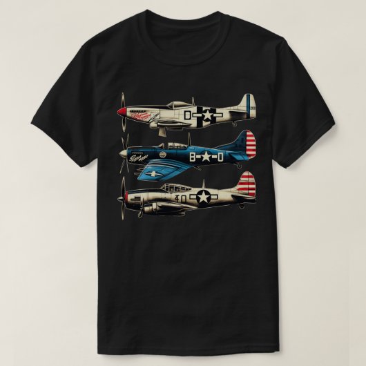 WW2 Warplanes B17 P51 Mustang F4U Corsair  T-shirt (Design voorkant)