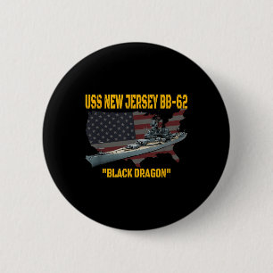 WW2 Warship &amp; Vietnam War USS New Jersey BB-62 Ronde Button 5,7 Cm