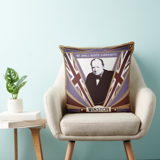 WW2 Winston Churchill Art Deco-stijl Unieschandje Kussen (Stoel)
