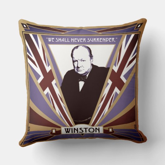 WW2 Winston Churchill Art Deco-stijl Unieschandje Kussen (Achterkant)
