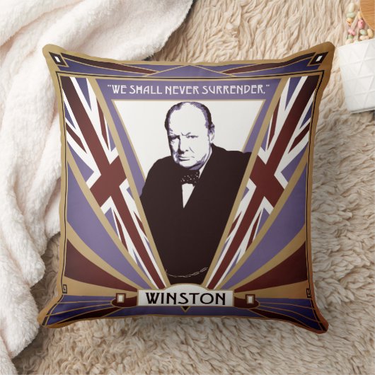 WW2 Winston Churchill Art Deco-stijl Unieschandje Kussen (Deken)