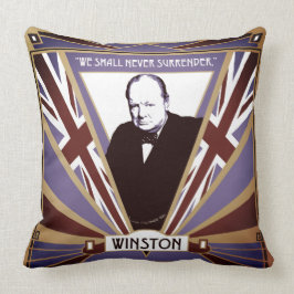 WW2 Winston Churchill Art Deco-stijl Unieschandje Kussen