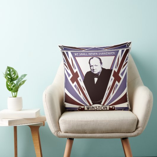 WW2 Winston Churchill Art Deco-stijl Unieschandje Kussen (Stoel)