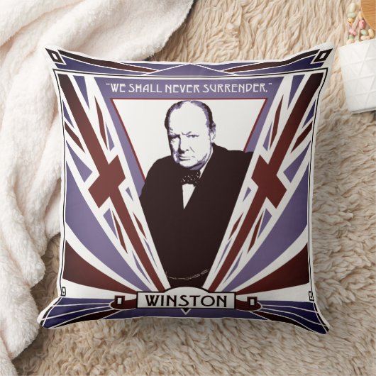 WW2 Winston Churchill Art Deco-stijl Unieschandje Kussen (Deken)