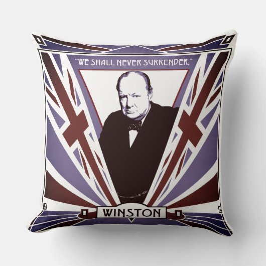WW2 Winston Churchill Art Deco-stijl Unieschandje Kussen (Voorkant)