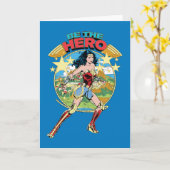 WW84| Themyscira Wonder Woman Retro Comic Art Kaart (Gele Bloem)
