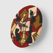 WW — Chess Game Pieces Art Ronde Klok (Hoek)