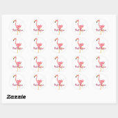 WW- Funny Flamingo Primitieve Art Cartoon Ronde Sticker (Vel)